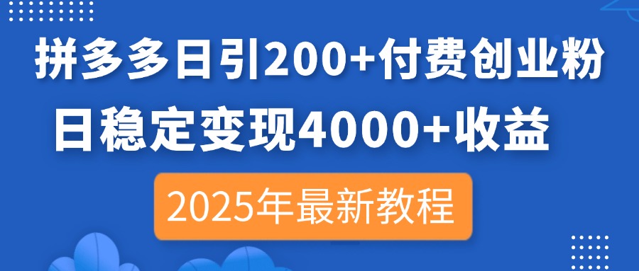 (14217期)拼多多日引200+付费创业粉,日稳定变现4000+收益,2025年最新教程-NoxBlaze's Blog