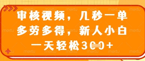 最新审核视频,几秒一单,多劳多得,新人小白一天轻松3张【揭秘】-NoxBlaze's Blog