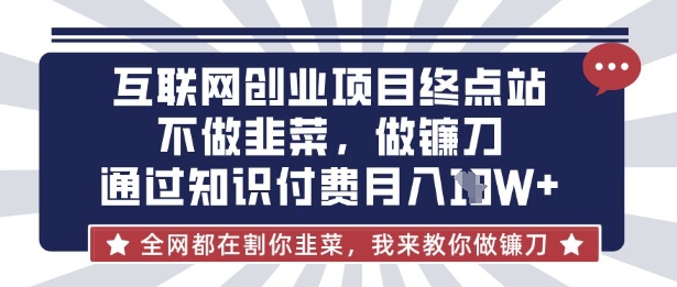 互联网创业尽头-不做韭菜,做镰刀,通过知识付费月入10个【揭秘】-NoxBlaze's Blog