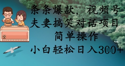 条条爆款,视频号夫妻搞笑对话项目,简单操作,小白轻松日入3张+-NoxBlaze's Blog
