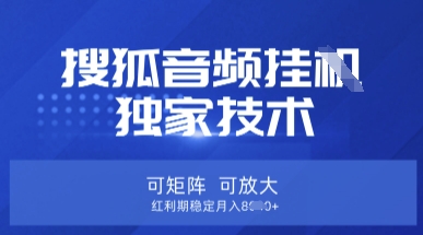 【搜狐音频挂G】独家技术，可矩阵可放大，红利期稳定月入8k【揭秘】-NoxBlaze's Blog